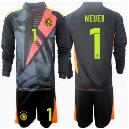 Duitsland Manuel Neuer #1 Keeper Thuis tenue Kids EK 2024 Lange Mouw (+ Korte broeken)